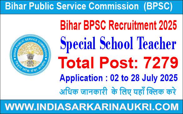 Bihar BPSC Special School Teacher Recruitment 2025 Apply Online for 7279 Posts